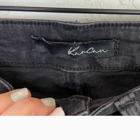 Kancan Mid Rise Skinny Ankle Jeans Black Raw Hem 28 (fit like 27) - Picture 4 of 5